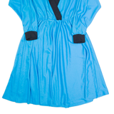 Womens A-Line Dress Blue 90s Long Sleeve Long S