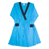 Womens A-Line Dress Blue 90s Long Sleeve Long S