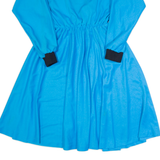 Womens A-Line Dress Blue 90s Long Sleeve Long S