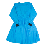 Womens A-Line Dress Blue 90s Long Sleeve Long S