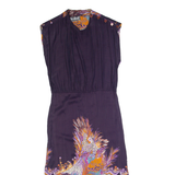 UP BEAT Womens Pencil Dress Purple Crazy Pattern Sleeveless Long S