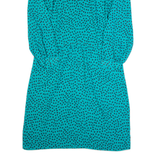 BILLY JACK Womens A-Line Dress Blue Spotted Long Sleeve Midi M