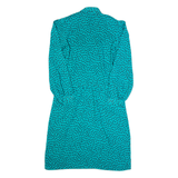 BILLY JACK Womens A-Line Dress Blue Spotted Long Sleeve Midi M