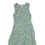 ED MICHAELS Womens A-Line Dress Green 90s Floral Sleeveless Long S