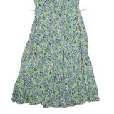 ED MICHAELS Womens A-Line Dress Green 90s Floral Sleeveless Long S