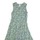 ED MICHAELS Womens A-Line Dress Green 90s Floral Sleeveless Long S