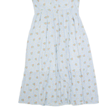 Womens A-Line Dress Blue Floral Short Sleeve Long L