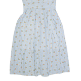 Womens A-Line Dress Blue Floral Short Sleeve Long L