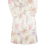 MARINETTE Womens Day Dress Cream 90s Floral Long Sleeve Midi S