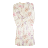 MARINETTE Womens Day Dress Cream 90s Floral Long Sleeve Midi S