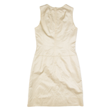 HUGO BOSS Womens Pencil Dress Gold Silk Sleeveless Knee Length UK 10
