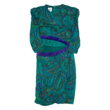 KWAI Womens Pencil Dress Green 90s Paisley Midi S