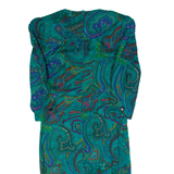 KWAI Womens Pencil Dress Green 90s Paisley Midi S