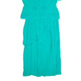 KARIN STEVENS Womens Day Dress Green Short Sleeve Long M