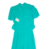 KARIN STEVENS Womens Day Dress Green Short Sleeve Long M