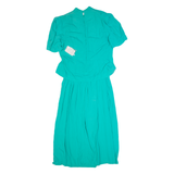KARIN STEVENS Womens Day Dress Green Short Sleeve Long M