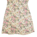 UNI MONDO Womens Tea Dress Cream 90s Floral Short Sleeve Long XL