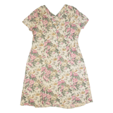 UNI MONDO Womens Tea Dress Cream 90s Floral Short Sleeve Long XL