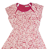 GUESS Womens Skater Dress Pink Animal Print Short Sleeve Short S