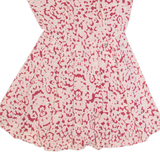 GUESS Womens Skater Dress Pink Animal Print Short Sleeve Short S