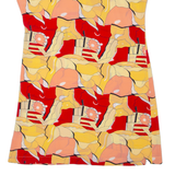 Sheer Womens Shift Dress Yellow 90s Crazy Pattern Sleeveless Midi L