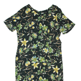 Womens Pencil Dress Black 90s Floral Short Sleeve Long XL