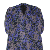 Womens Shift Dress Grey 90s Crazy Pattern Midi L