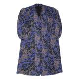 Womens Shift Dress Grey 90s Crazy Pattern Midi L