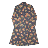 Womens A-Line Dress Grey 90s Floral Long Sleeve Midi M