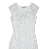 GUESS Womens Bodycon Dress White Spotted Sleeveless Knee Length UK 8