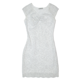 GUESS Womens Bodycon Dress White Spotted Sleeveless Knee Length UK 8