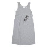 CARLOLINE WELLS Womens A-Line Dress Black Linen Gingham Knee Length UK 8