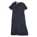 TALBOTS Womens A-Line Dress Blue 90s Floral Short Sleeve Midi S