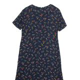 TALBOTS Womens A-Line Dress Blue 90s Floral Short Sleeve Midi S