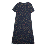 TALBOTS Womens A-Line Dress Blue 90s Floral Short Sleeve Midi S