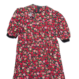 MAGGIE & ZOE Womens Day Dress Red 90s Floral Knee Length UK 10
