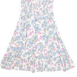 HALMADE PETITES Womens Day Dress White 90s Floral Knee Length S