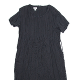 JBS Womens Day Dress Black Spotted Short Sleeve Midi UK 12