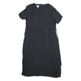 JBS Womens Day Dress Black Spotted Short Sleeve Midi UK 12