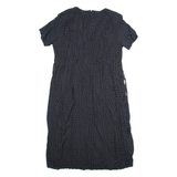 JBS Womens Day Dress Black Spotted Short Sleeve Midi UK 12