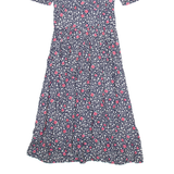 KARIN STEVENS Womens Day Dress Blue Floral Short Sleeve Midi S