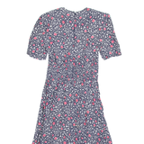 KARIN STEVENS Womens Day Dress Blue Floral Short Sleeve Midi S