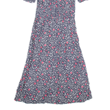 KARIN STEVENS Womens Day Dress Blue Floral Short Sleeve Midi S