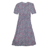 KARIN STEVENS Womens Day Dress Blue Floral Short Sleeve Midi S
