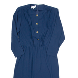 TANNER Womens A-Line Dress Blue Long Sleeve Midi UK 14