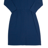 TANNER Womens A-Line Dress Blue Long Sleeve Midi UK 14