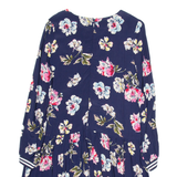 JOULES Womens Skater Dress Blue Viscose Floral Long Sleeve Knee Length UK 10