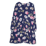 JOULES Womens Skater Dress Blue Viscose Floral Long Sleeve Knee Length UK 10