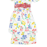 Womens Day Dress White Floral Short Sleeve Knee Length S