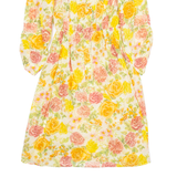 Womens Day Dress Orange Floral Long Sleeve Knee Length M